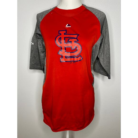 Majestic St. Louis Cardinals MLB 3/4 Sleeve Shirt - Size Small - Picture 1 of 10